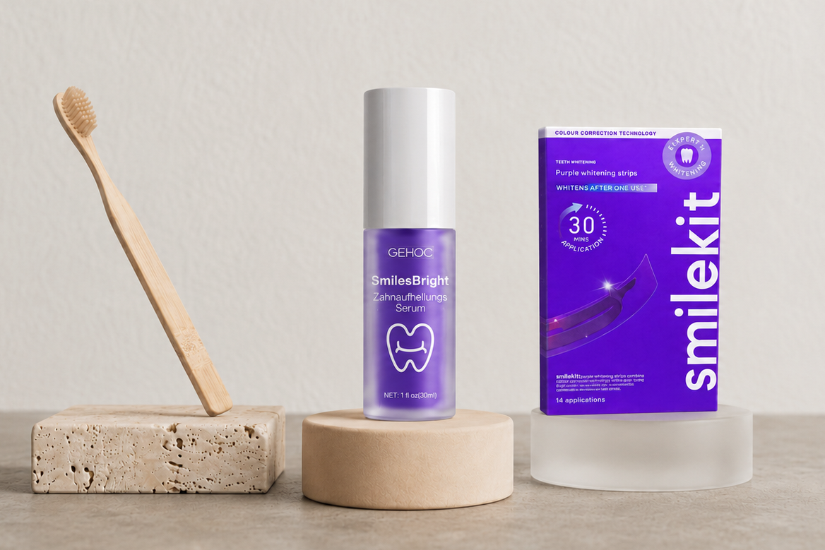 SmilesBright Bürste, Serum und Whitening Strips